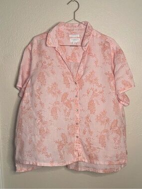Cynthia Rowley 2X 100% Linen Toile Shirt